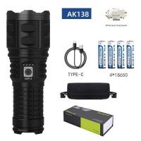 Фонарь AK138 WHITE LASER LED PM60-TG, 4х18650, power bank, чехол, индикация заряда, ЗУ Type-C, zoom, Box