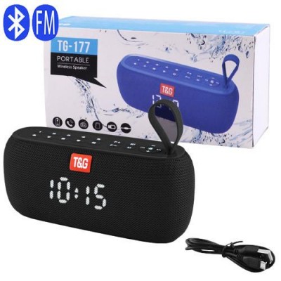 Bluetooth-колонка TG177, speakerphone, радио, PowerBank, часы, black