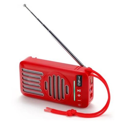 Bluetooth-колонка TG368, speakerphone, радио, солнечная батарея, red