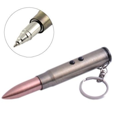 Фонарь брелок пуля 907-LED, лазер, 3xLR41, ручка