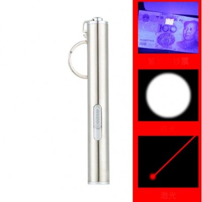Фонарь брелок ZK-9343-Ultra-glow, UV, линза, лазер, 1хAAA