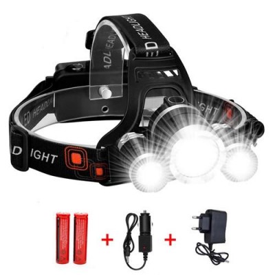 Фонарь налобный Police 3000-T6+2XPE, 2x18650, signal light, ЗУ 220V/12V, Box