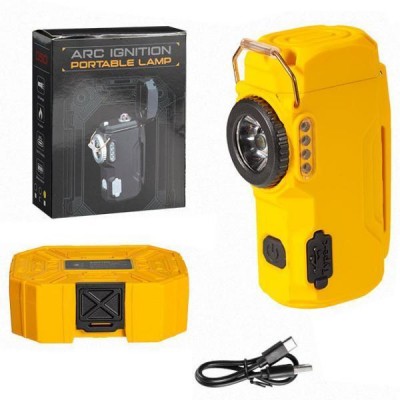 Фонарь MULTIFUNCTIONAL D50-COB yellow, Li-Ion аккум., индикация заряда, зажигалка, ЗУ Type-C, Box