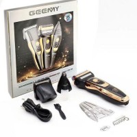 Мужской набор Geemy GM-595 3 в 1 для ухода за волосами, бородой, триммер для носа, бритва, 3 насадки