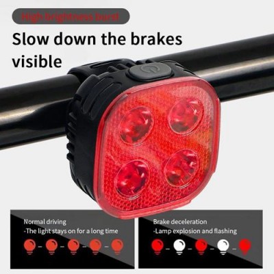 Велофонарь FY-328S-4LED(red) с автоматической системой START/STOP, waterproof, Li-Ion  аккумулятор, ЗУ Type-C