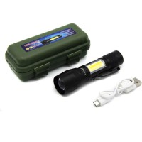 Фонарь 513/NB-666-XPE+COB, Li-Ion аккум., zoom, ЗУ microUSB