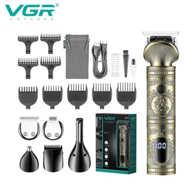 Набор для стрижки VGR V-106 6 в 1, 14 насадок, LED Display