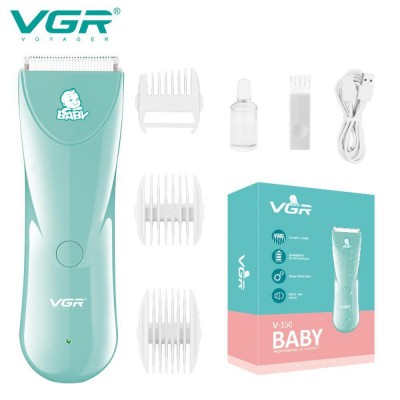 Детская машинка для стрижки VGR V-150 BLUE, 3 безопасные насадки, бесшумная, IPX7