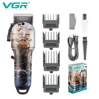 Аккумуляторная машинка для стрижки (clipper) VGR V-690, 4 насадки