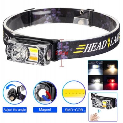 Фонарь налобный YY-19B-3SMD+2COB(white+yellow+red), Motion Sensor, Li-Ion аккум., ЗУ Type-C, магнит, Box Фонарь налобный YY-19B-3SMD+2COB(white+yellow+red), Motion Sensor, Li-Ion аккум., ЗУ Type-C, магнит, Box