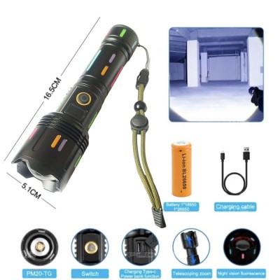 Фонарь NIGHT VISION FLUORESCENCE G671/G25 WHITE LASER LED PM30-TG, 1х26650/3xAAA, power bank, ЗУ Type-C, zoom,