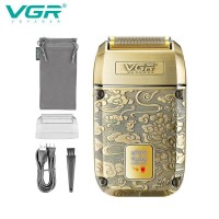 Электробритва VGR V-336 шейвер, двойное лезвие + триммер, LED Display, металлическая