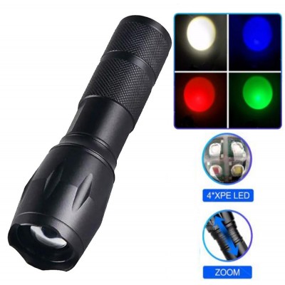 Фонарь X10-4XPE LED(WHITE+RED+BLUE+GREEN), Li-Ion аккум., ЗУ microUSB, zoom