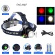 Фонарь налобный PLD-V9-F-4XPE(RGB), 2x18650, ЗУ Type-C, zoom, Box