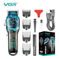 Аккумуляторная машинка для стрижки (clipper) VGR V-685, 4 насадки, LED display
