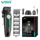 Аккумуляторная машинка для стрижки (clipper) VGR V-010 GREEN, 6 насадок, 7500 RPM, 2600 mAh, LED display