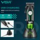 Аккумуляторная машинка для стрижки (clipper) VGR V-010 GREEN, 6 насадок, 7500 RPM, 2600 mAh, LED display