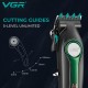 Аккумуляторная машинка для стрижки (clipper) VGR V-010 GREEN, 6 насадок, 7500 RPM, 2600 mAh, LED display