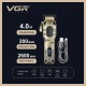 Аккумуляторная машинка для стрижки (clipper) VGR V-027, 8 насадок, 7000 RPM, 2600 mAh, LED display