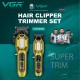Комплект VGR 2 в 1 V-600&900 GOLD, аккумуляторная машинка для стрижки (clipper) и триммер, 10 насадок, LED