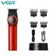 Триммер VGR V-977 RED, регулировка мощности 6000 - 8000 RPM, 2500 mAh, 4 насадки, LED display