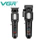 Комплект VGR 2 в 1 V-600&900 BLACK, аккумуляторная машинка для стрижки (clipper) и триммер, 10 насадок, LED