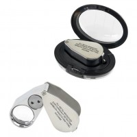 Лупа складная 40x с LED и UV-подсветкой, металлическая MG9890