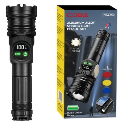 Фонарь CB-A280-TG+COB(white+red), Li-Ion аккумулятор, power bank, ЗУ Type-C, 3 фильтра, магнит, zoom, Box