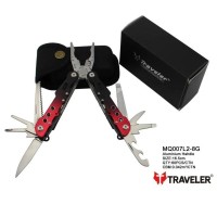 Мультитул Traveler MQ007-L2-8G  Red/Blue  9 в 1 туристический, армейский, тактический, с чехлом  16,2см