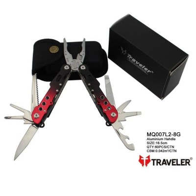 Мультитул Traveler MQ007-L2-8G  Red/Blue  9 в 1 туристический, армейский, тактический, с чехлом  16,2см