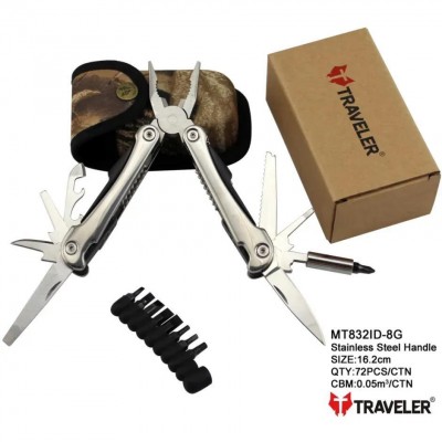 Многофункциональный нож (мультитул) Traveler MT832ID-8G с комплектом бит 16,2см