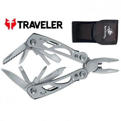 Многофункциональный нож (Мультитул) Traveler MT982 10 в 1 в чехле  10,5 см