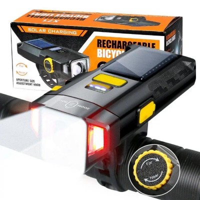 Велофонарь X17-30W+2LED(red), солнечная батарея, IP65, Li-Ion аккум., ЗУ Type-C