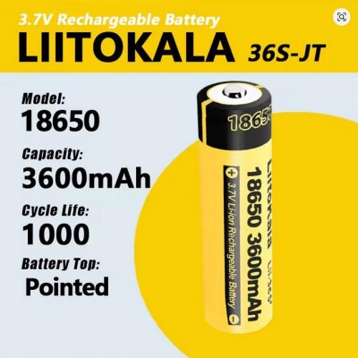 Аккумулятор 18650, LiitoKala 36S-JT, 3600mAh, ОРИГИНАЛ