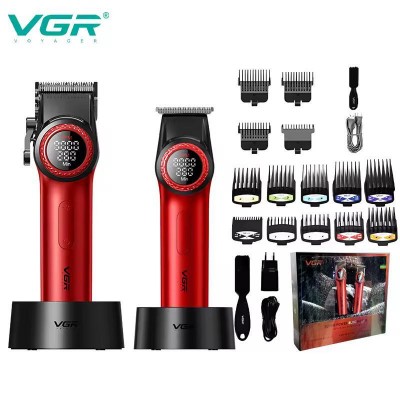 Комплект VGR 2 в 1 V-001&V-977 RED, аккумуляторная машинка для стрижки (clipper) и триммер