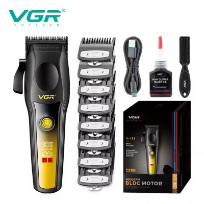 Аккумуляторная машинка для стрижки (clipper) VGR V-195 GOLD, 8 насадок, 9000 RPM, 2500 mAh, LED display