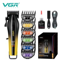 Аккумуляторная машинка для стрижки (clipper) VGR V-273 GOLD, 6 насадок, 8000 RPM, 3000 mAh, LED display