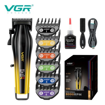 Аккумуляторная машинка для стрижки (clipper) VGR V-273 GOLD, 6 насадок, 8000 RPM, 3000 mAh, LED display