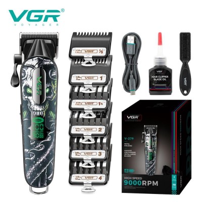 Аккумуляторная машинка для стрижки (clipper) VGR V-279 GREEN, 6 насадок, 9000 RPM, 2500 mAh, LED display