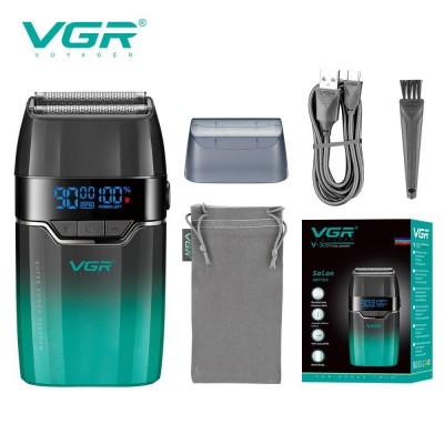 Электробритва VGR V-308 GREEN шейвер, двойное лезвие, 9000 RPM, LED Display