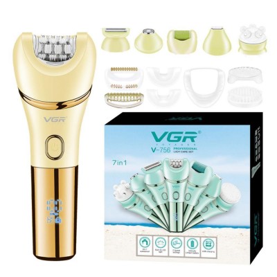 Эпилятор VGR 7 в 1 V-756 GOLD, 7 насадок, IPX7