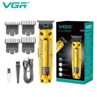Аккумуляторная машинка для стрижки (clipper) VGR V-904 GOLD, 4 насадки, 2000 mAh, LED display