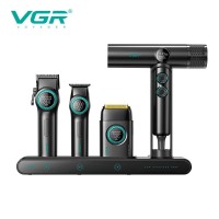 Комплект VGR STEPLERSS PRO 4 IN 1 BLACK, машинка для стрижки (Clipper), триммер, электробритва, фен