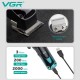Аккумуляторная машинка для стрижки (clipper) VGR V-013 BLUE, 8 насадок, 6500 RPM, 2000 mAh, LED display