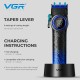 Аккумуляторная машинка для стрижки (clipper) VGR V-001 BLUE, 10 насадок, 9000 RPM, 4600 mAh, LED light, LED