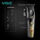 Аккумуляторная машинка для стрижки (clipper) VGR V-195 GOLD, 8 насадок, 9000 RPM, 2500 mAh, LED display