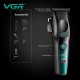 Аккумуляторная машинка для стрижки (clipper) VGR V-195 GREEN, 8 насадок, 9000 RPM, 2500 mAh, LED display