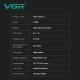 Триммер VGR V-299 BLACK, 4 насадки, 9000RPM, 2000 mAh, 5 уровней скорости, LED display