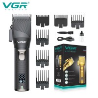 Аккумуляторная машинка для стрижки (clipper) VGR V-280 BLACK, 6 насадок, LED display