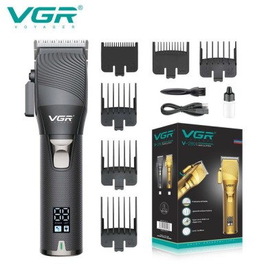 Аккумуляторная машинка для стрижки (clipper) VGR V-280 BLACK, 6 насадок, LED display